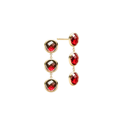 Newport Grand 3 Garnet Earrings in 14k Gold (January)