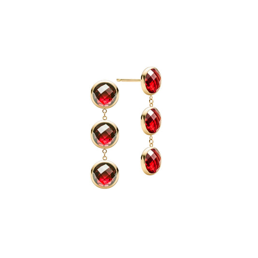 Newport Grand 3 Garnet Earrings in 14k Gold (January)