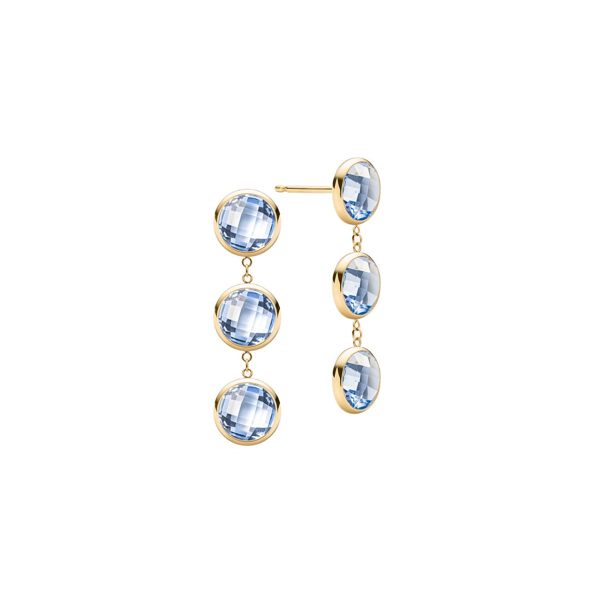 Newport Grand 3 Aquamarine Earrings in 14k Gold (March)