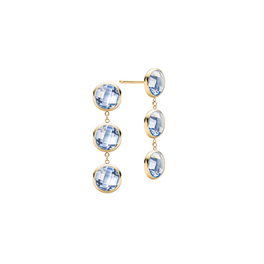 Newport Grand 3 Aquamarine Earrings in 14k Gold (March)