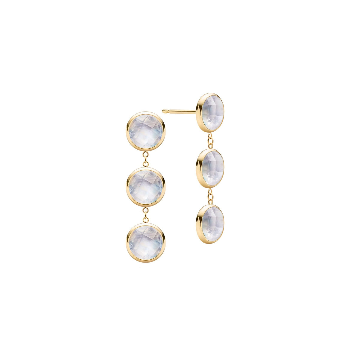 Newport Grand 3 Moonstone Earrings in 14k Gold (June)