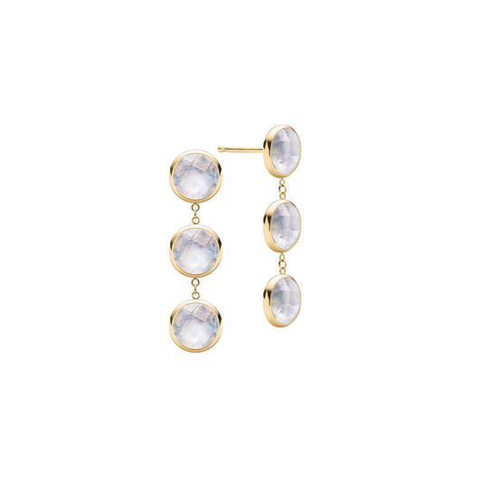 Newport Grand 3 Moonstone Earrings in 14k Gold (June)