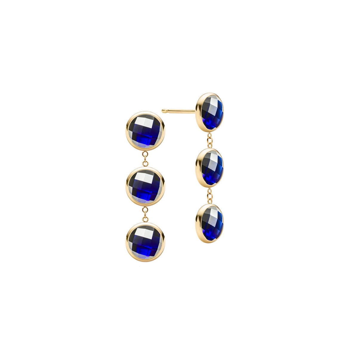 Newport Grand 3 Sapphire Earrings in 14k Gold (September)
