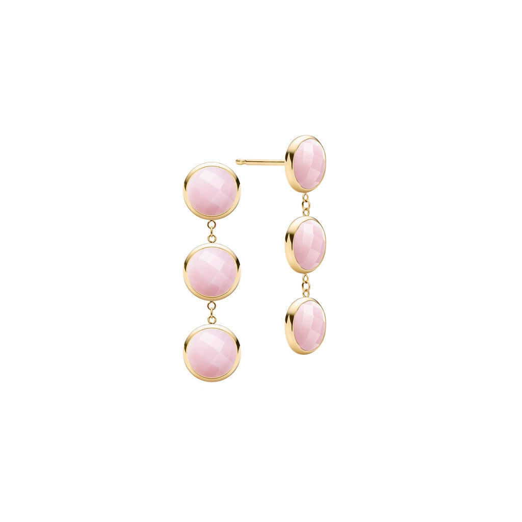 Newport Grand 3 Pink Opal Earrings in 14k Gold (October)
