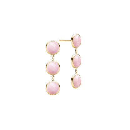 Newport Grand 3 Pink Opal Earrings in 14k Gold (October)