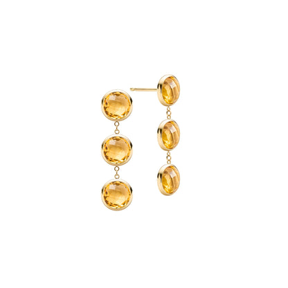 Newport Grand 3 Citrine Earrings in 14k Gold (November)