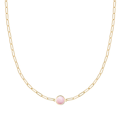Grand 1 Pink Opal Adelaide Mini Necklace in 14k Gold (October)