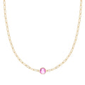 Grand 1 Pink Sapphire Adelaide Mini Necklace in 14k Gold (October)