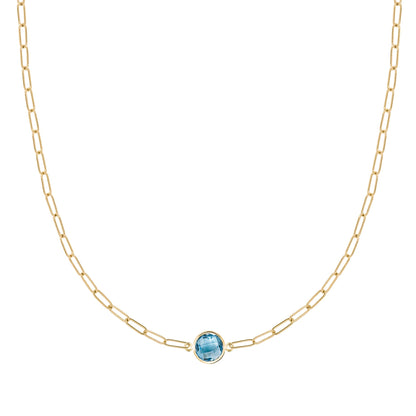Grand 1 Nantucket Blue Topaz Adelaide Mini Necklace in 14k Gold (December)