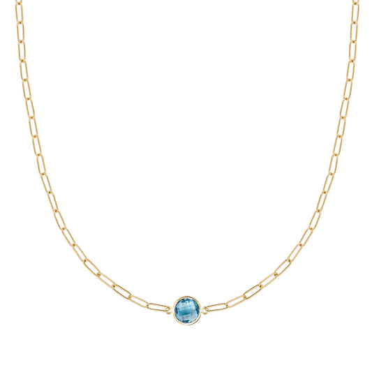 Grand 1 Nantucket Blue Topaz Adelaide Mini Necklace in 14k Gold (December)