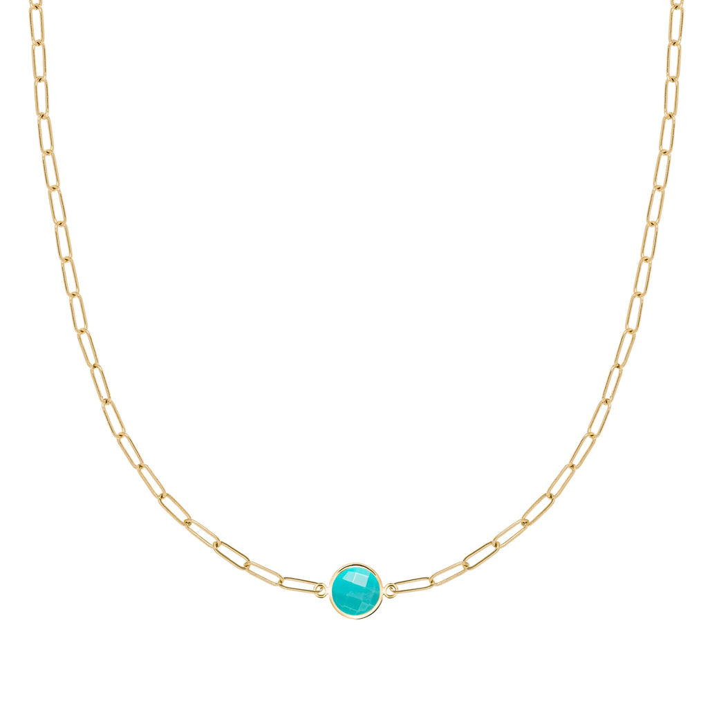 Grand 1 Turquoise Adelaide Mini Necklace in 14k Gold (December)