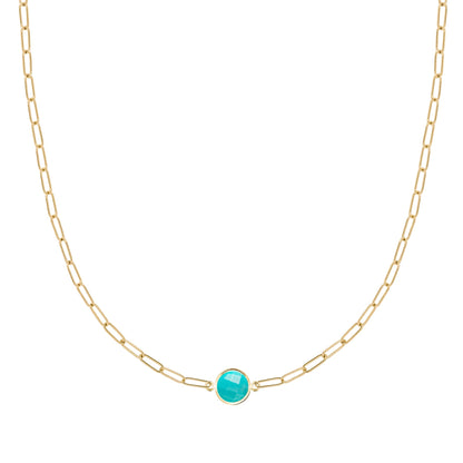 Grand 1 Turquoise Adelaide Mini Necklace in 14k Gold (December)
