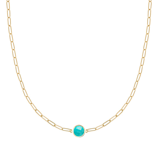 Grand 1 Turquoise Adelaide Mini Necklace in 14k Gold (December)
