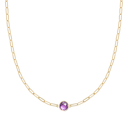 Grand 1 Amethyst Adelaide Mini Necklace in 14k Gold (February)