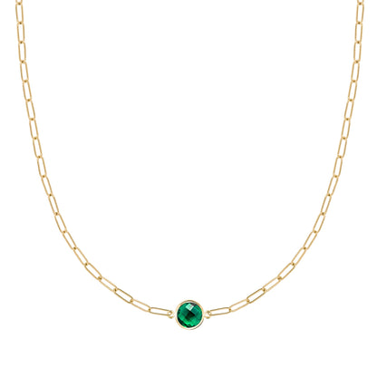 Grand 1 Emerald Adelaide Mini Necklace in 14k Gold (May)