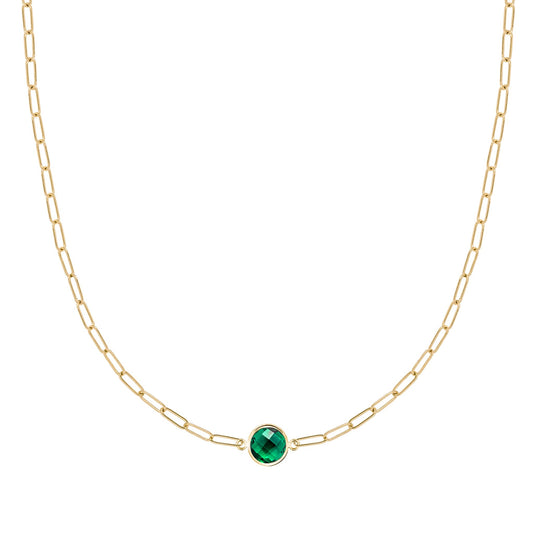 Grand 1 Emerald Adelaide Mini Necklace in 14k Gold (May)