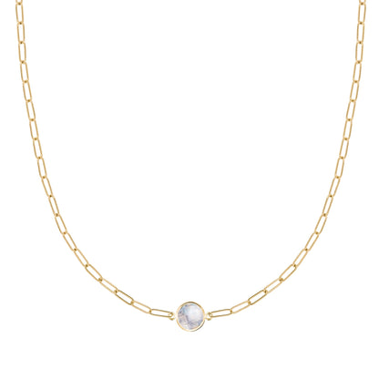 Grand 1 Moonstone Adelaide Mini Necklace in 14k Gold (June)