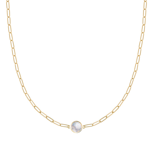 Grand 1 Moonstone Adelaide Mini Necklace in 14k Gold (June)