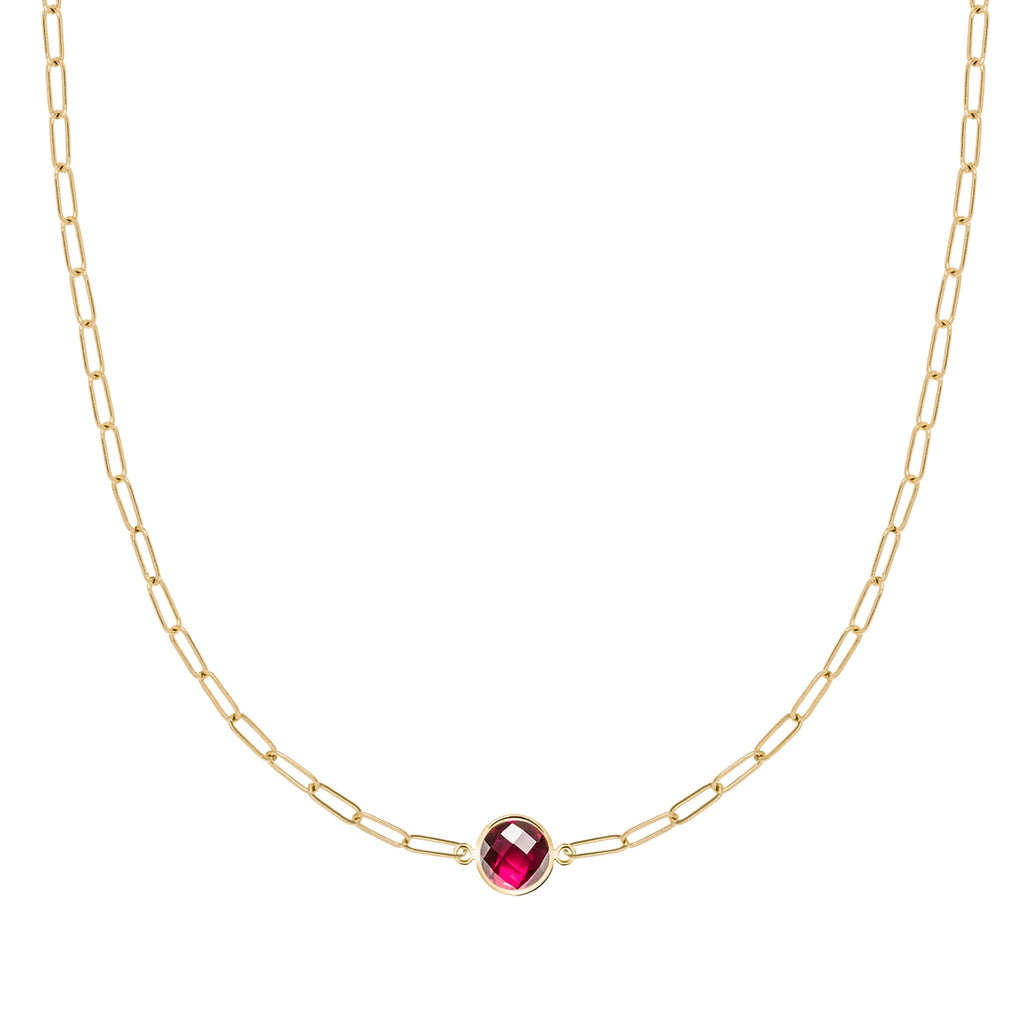 Grand 1 Ruby Adelaide Mini Necklace in 14k Gold (July)