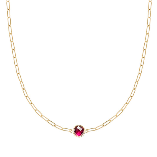 Grand 1 Ruby Adelaide Mini Necklace in 14k Gold (July)
