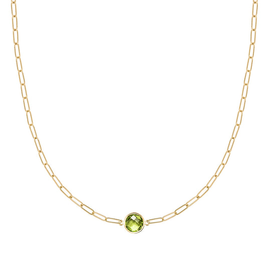 Grand 1 Peridot Adelaide Mini Necklace in 14k Gold (August)