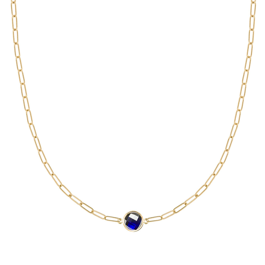 Grand 1 Sapphire Adelaide Mini Necklace in 14k Gold (September)