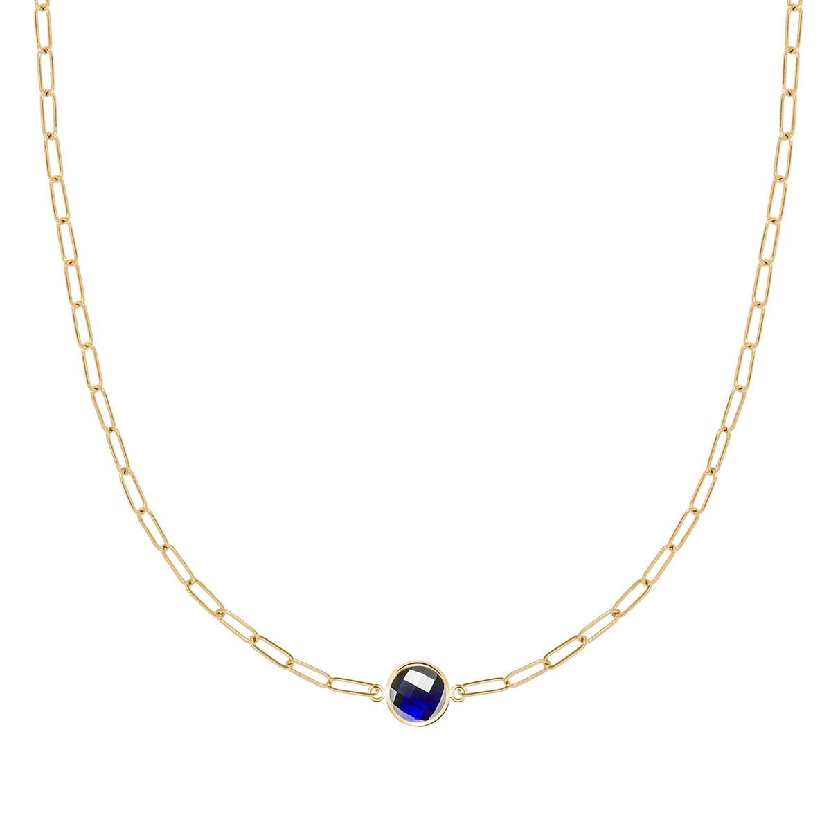 Grand 1 Sapphire Adelaide Mini Necklace in 14k Gold (September)