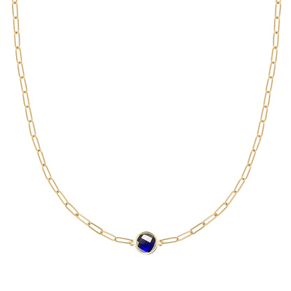 Grand 1 Sapphire Adelaide Mini Necklace in 14k Gold (September)