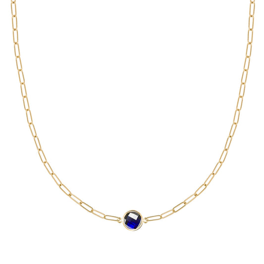 Grand 1 Sapphire Adelaide Mini Necklace in 14k Gold (September)