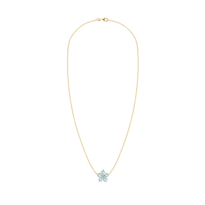 Greenwich Flower Aquamarine & Diamond Necklace in 14k Gold (March)