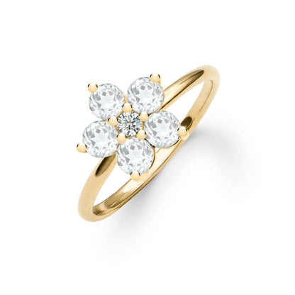 Greenwich Flower Birthstone & Diamond Ring in 14k Gold
