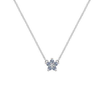 Greenwich Mini Flower Alexandrite & Diamond Necklace in 14k Gold (June)