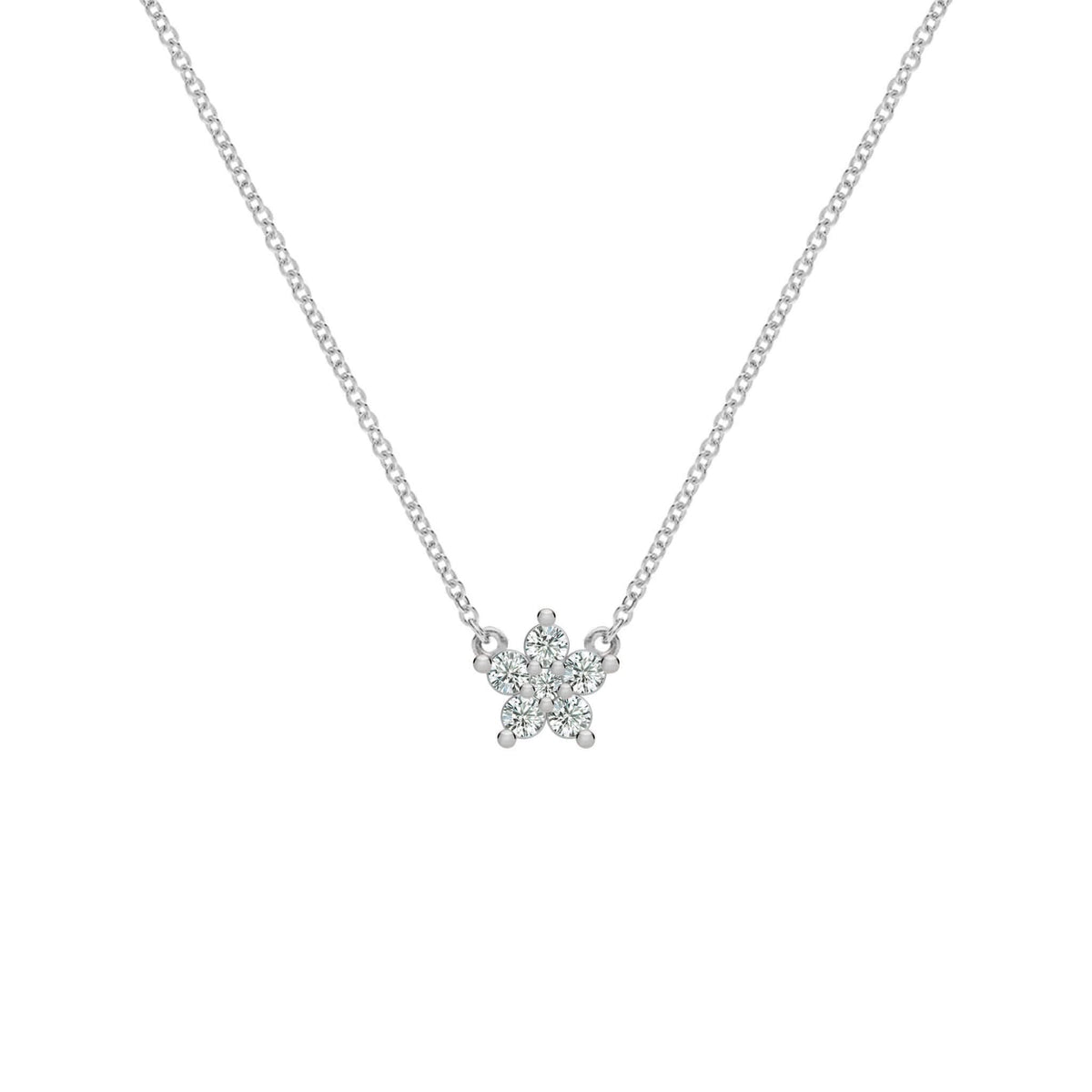 Greenwich Mini Flower Diamond Necklace in 14k Gold (April)