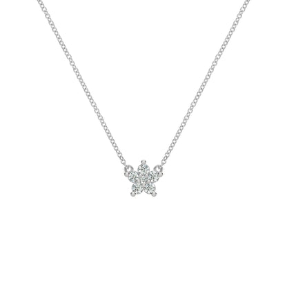 Greenwich Mini Flower Diamond Necklace in 14k Gold (April)