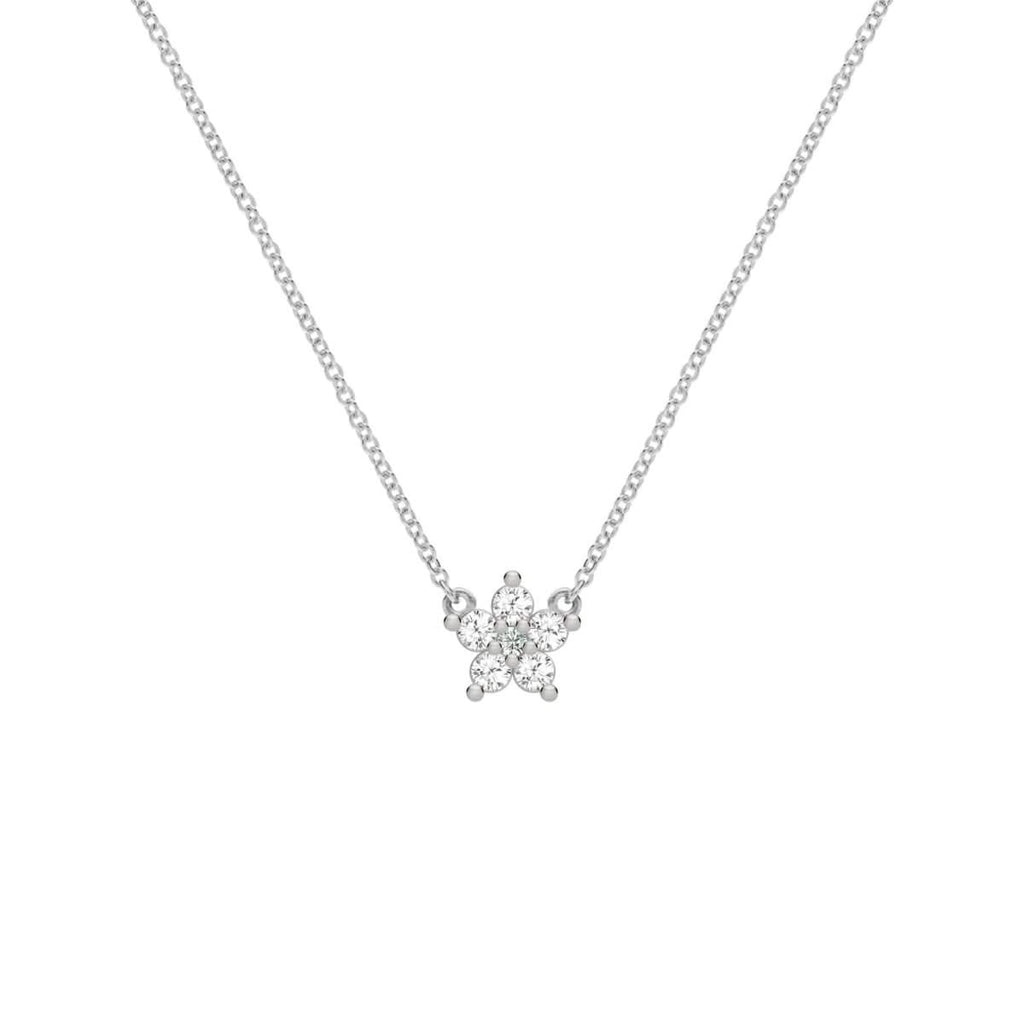 Greenwich Mini Flower Birthstone & Diamond Necklace in 14k Gold