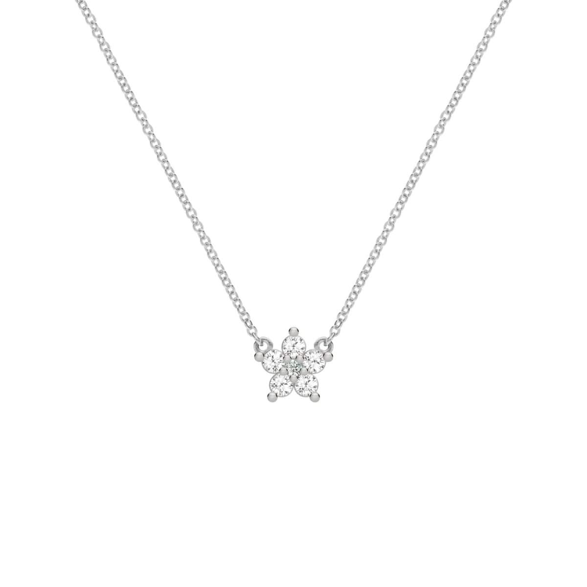 Greenwich Mini Flower Birthstone & Diamond Necklace in 14k Gold