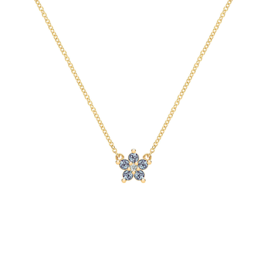 Greenwich Mini Flower Alexandrite & Diamond Necklace in 14k Gold (June)