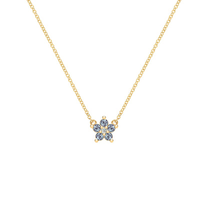 Greenwich Mini Flower Alexandrite & Diamond Necklace in 14k Gold (June)