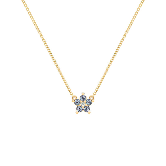 Greenwich Mini Flower Alexandrite & Diamond Necklace in 14k Gold (June)