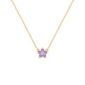 Greenwich Mini Flower Amethyst & Diamond Necklace in 14k Gold (February)
