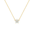 Greenwich Mini Flower Aquamarine & Diamond Necklace in 14k Gold (March)