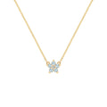 Greenwich Mini Flower Nantucket Blue Topaz & Diamond Necklace in 14k Gold (December)