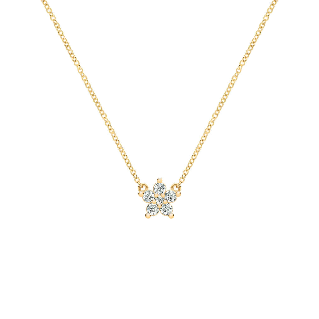 Greenwich Mini Flower Diamond Necklace in 14k Gold (April)