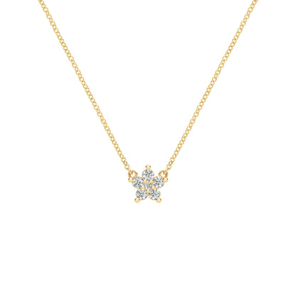 Greenwich Mini Flower Diamond Necklace in 14k Gold (April)