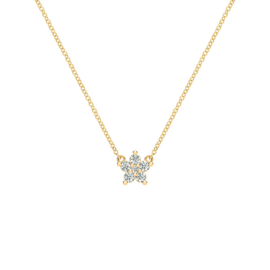 Greenwich Mini Flower Diamond Necklace in 14k Gold (April)