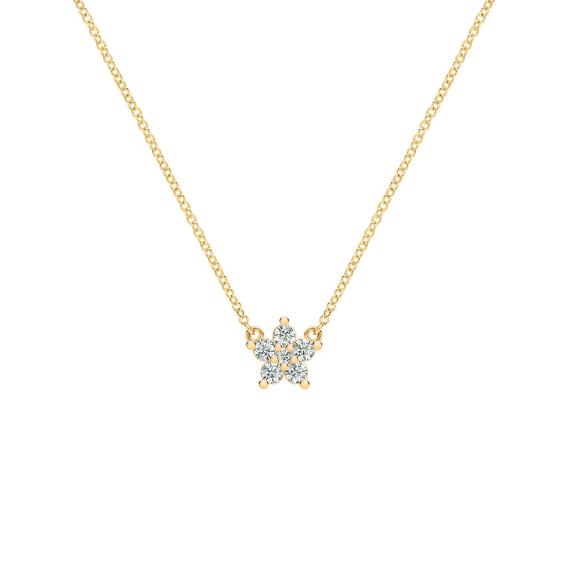 Greenwich Mini Flower Diamond Necklace in 14k Gold (April)