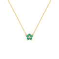 Greenwich Mini Flower Emerald & Diamond Necklace in 14k Gold (May)