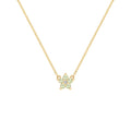 Greenwich Mini Flower Peridot & Diamond Necklace in 14k Gold (August)