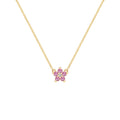 Greenwich Mini Flower Pink Sapphire & Diamond Necklace in 14k Gold (October)