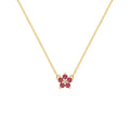 Greenwich Mini Flower Ruby & Diamond Necklace in 14k Gold (July)